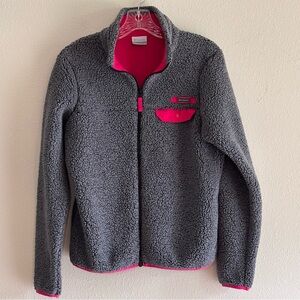Columbia Gray Fleece with Pink Trim Women’s Long Sleeve Full Zip Jacket Size M